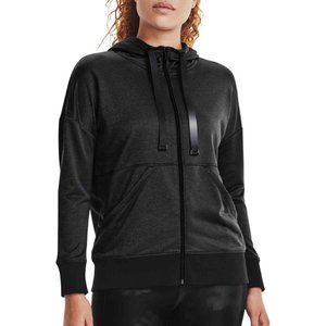 Under Armour Shoreline Terry Black Grey Lightweight Hoodie Full Zip Loose Fit